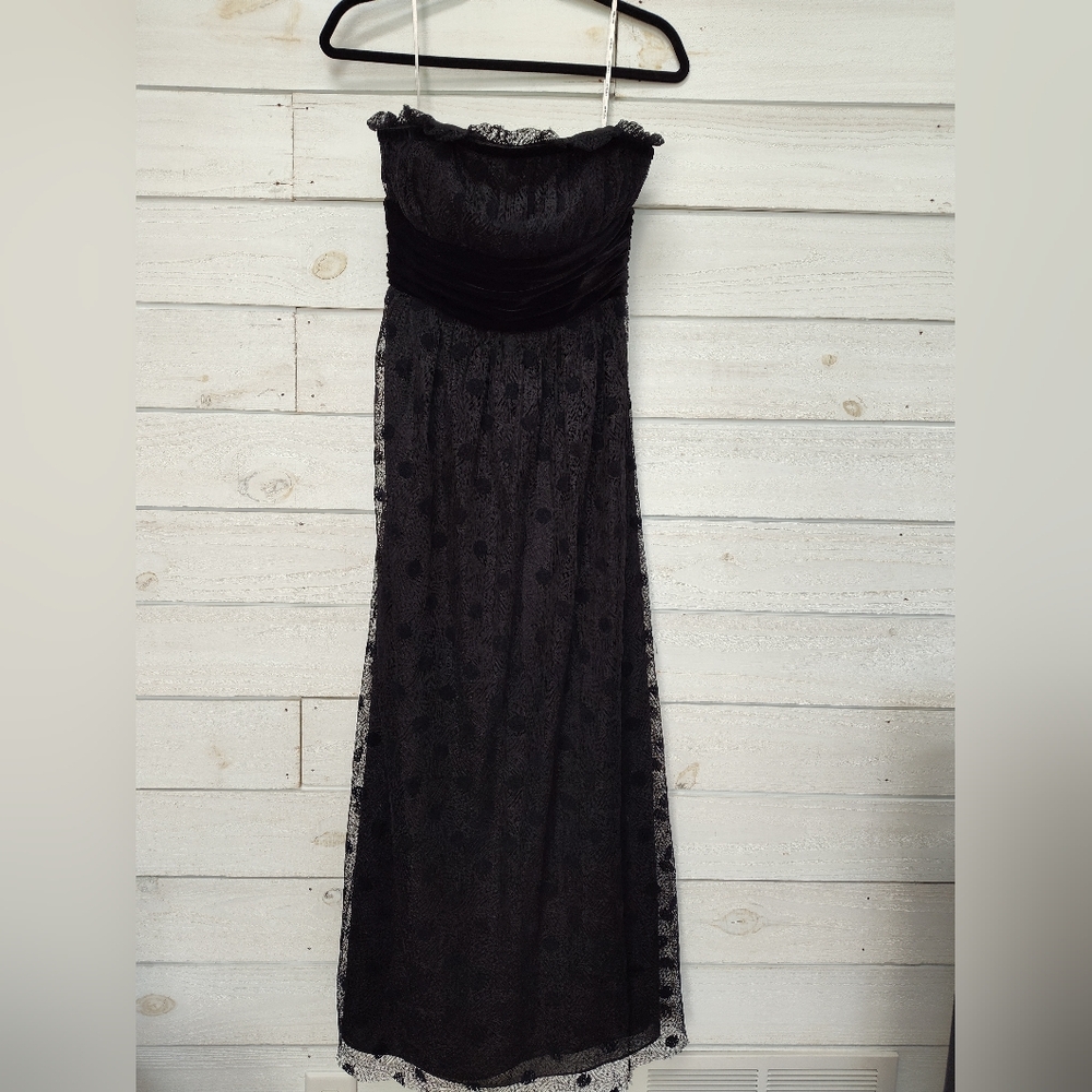 Kay Unger Black Lace Overlay Strapless Gown Size 6